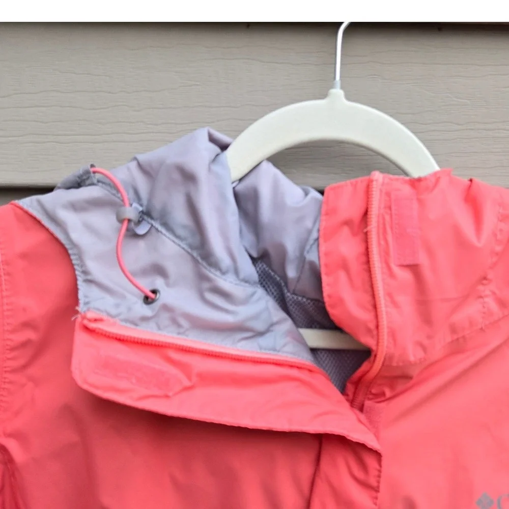 Columbia Womens 1X Arcadia II Rain Jacket Coral Pink Hooded Waterproof Shell